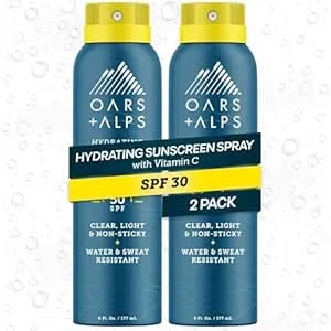 Oars + Alps Spf 30 Face & Body Broad Spectrum Sunscreen Spray - Fast-Absorbing, Lightweight, Non-Greasy, Hawaii Reef Act 104 Compliant, Water-Resistant, Octinoxate + Oxybenzone Free, 6 Oz, 2 Pack