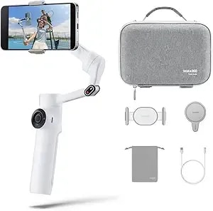 insta360 Flow 2 On-The-Go Bundle White - Iphone/Android Foldable Ai Phone Gimbal, Multi-Person Tracking, Built-In Tripod/Selfie Stick, Remote Control, Travel & Vlog Phone Stabilizer