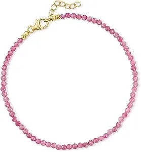 Ross-Simons 12.00 Ct. T.W. Pink Tourmaline Bead Anklet In 18kt Gold Over Sterling. 9 Inches