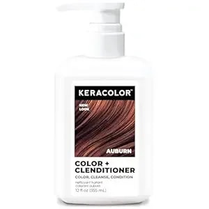 Keracolor Color + Clenditioner 3-In-1 Color-Depositing Conditioner, Gently Cleanses & Conditions, Semi-Permanent Auburn Hair Color, 12 Fl Oz