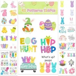Happy Easter Tattoos For Kids Boys Girls Temporary Tattoos Easter Party Decoration, Tiny Easter Egg And Bunny Fake Tattoos Stickers, Easter Face Body Fake Tattoos For Adults 7 Sheets 126 Pcs