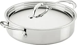 Hestan Probond Luxe 6-Quart Polished Professional Clad Stainless Steel Rondeau With Lid