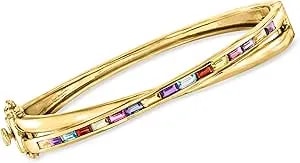 Ross-Simons 1.60 Ct. T.W. Multi-Gemstone Crisscross Bangle Bracelet In 18kt Gold Over Sterling