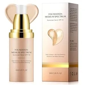 4 In 1 Foundation Liquid, Medium Spectrum Coverage Makeup With Spf 50+, Hydrating & Longwearing & Waterproof Color Changing Foundation For Gym, Sports, Dancing