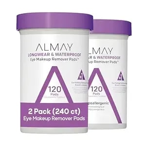 Almay Makeup Remover Pads, Longwear & Waterproof, Hypoallergenic, Fragrance-Free, Dermatologist & Ophthalmologist Tested, 2 Pack