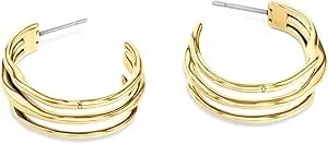 Calvin Klein Wavy Women'S Hoop Earrings - Stainless Steel, Elegant Jewelry, Perfect For Any Occasion, Designer Wear - Gift For Her