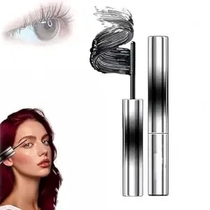 Iron Wand Mascara, Upgraded Brushless Metal Wand Mascara Black Washable Metal Wands Mascaras, Waterproof Long-Lasting 3d Curling Eyelash Iron Mascaras Natural Quick-Drying (Black 1 Pcs)