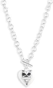 Harley-Davidson Women'S 16 In. Paved Crystal Bar & Shield Heart Toggle Necklace