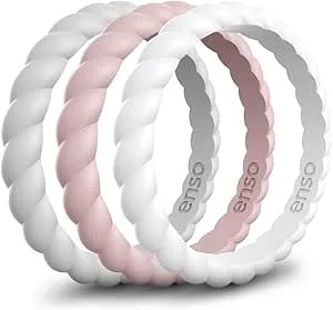 Enso Rings Stackable Braided Silicone Wedding Ring Bundles – Comfortable And Flexible Design - Multi-Packs