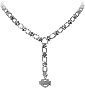 Harley-Davidson Women'S Ball & Bar Oval Links Y Necklace - Stainless Steel