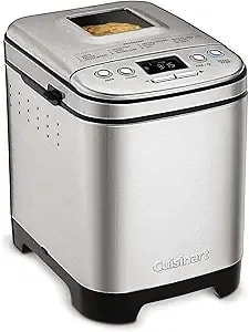 Cuisinart Bread Maker Machine, Stainless Steel, 12 Programs, Up To 2 Lbs - Compact Automatic Bread Maker With 12 Menu Options, 3 Crust Colors & Sizes, Lcd Display, 13-Hr Delay-Start Timer, Cbk-110p1es
