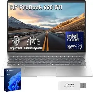 Hp Probook 460 g11 Business Ai Laptop, Intel Core Ultra 7 155u, 16" Fhd+ Ips, 16gb ddr5, 512gb Ssd, Fingerprint, 1080p Ir Camera, Backlit, Hdmi, Wi-Fi 6, Windows 11 Pro, 64gb Flash Drive Bundle