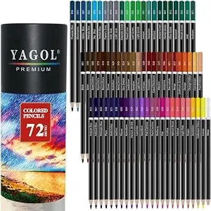 Yagol Colored Pencils For Adult Coloring Books, 72 Color Pencil Set In Tube - Soft Core Coloring Pencils For Adults; Adult Coloring Pencils For Drawing, Sketching, Blending, Shading & Art Supplies