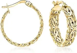 Ross-Simons 14kt Yellow Gold Byzantine Hoop Earrings
