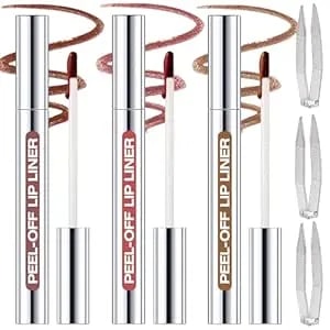 3 Colors Peel Off Lip Liner Stain With Tweezer Kit, Long Lasting Waterproof Lip Tint Stains Makeup Set With Matte Finish For Women, Natural Look, Easy To Use, For All Skin Types (#2,3,4)