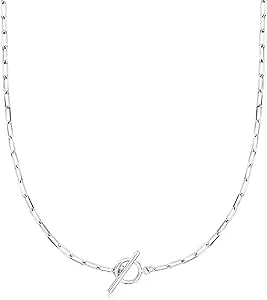 Ross-Simons 2.5mm Sterling Silver Paper Clip Link Toggle Necklace