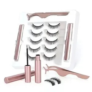 Magnetic Eyelashes With Eyeliner (5 Pairs), Is Simple And Convenient To Wear, Can Be Reused, Glue-Free, And Can Be Used Longer With 2 Eyeliners (Natural Styles)