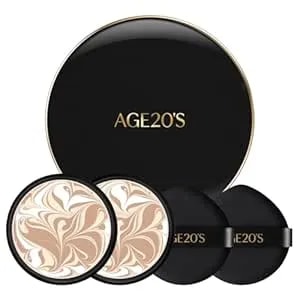 age20'S Signature Essence Pact Spf 50+ - Pack Of 2 - 21n Vanilla - Cream Foundation, Dewy Finish, Natural Coverage - Korean Cushion Foundation