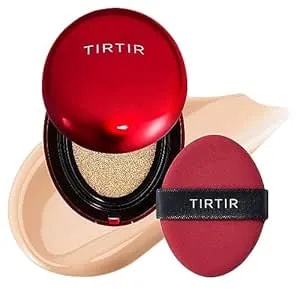 Tirtir Mask Fit Red Cushion Foundation - Full Coverage, Weightless, Skin Fit, Satin Glow Finish, Korean Makeup Bb Foundation, Beauty, Tattoo Cover Up, Buildable (#21n Ivory, 0.63 Fl Oz)