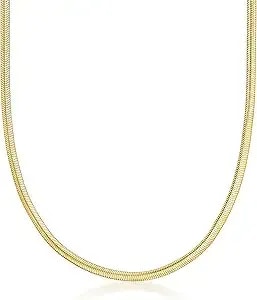 Ross-Simons Italian 4mm 14kt Yellow Gold-Plated Flat Snake-Chain Necklace. 18 Inches