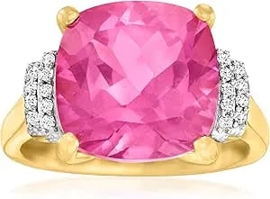 Ross-Simons 8.50 Carat Pink Topaz Ring With Diamonds In 18kt Gold Over Sterling