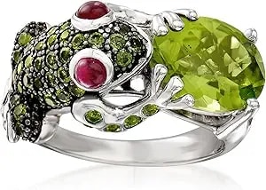 Ross-Simons 4.60 Ct. T.W. Multi-Gemstone Frog Ring In Sterling Silver