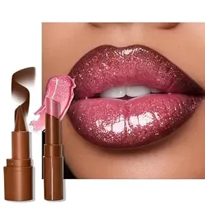 Baorder 2pcs Moisturizing Lip Gloss With Brown Lip Liner Set,2-In-1 Gradient Lip Liner And Solid High Shine Lip Gloss Jelly Lipstick Combo,Lightweight Long-Lasting Makeup Kit For Women(Classic)