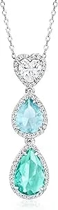Ross-Simons Italian 1.00 Ct. T.W. Cz Heart Pendant Necklace With 2.00 Carat Green Simulated Tourmaline And 1.50 Carat Simulated Aquamarine In Sterling Silver. 18 Inches
