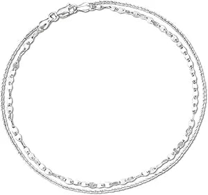 Ross-Simons Italian Sterling Silver Dual-Chain Draped Anklet. 10 Inches