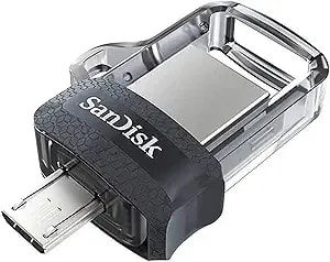 Sandisk 64gb Ultra Dual Drive m3.0, Microusb And Usb Type-A, High-Speed Usb 3.0, Retractable Design For Android Devices And Computers - sddd3-064g-g46, Black