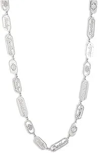 Harley-Davidson Women'S 16in Cursive Script Oval Link Collar Necklace, Silver
