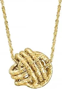 Ross-Simons 0.8mm Italian 14kt Yellow Gold Textured Love Knot Necklace, Necklace For Women, Gold Jewelry, Christmas, Birthday Gift