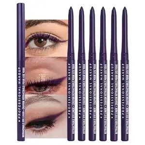Retractable Creamy Eyeliner Eyeshadow Sticks For Eye Makeup, Ultra Pigmented Mechanical Eye Pencils, Smudge Proof Matte Satin Finish Formula, Longlasting, Vegan & Cruelty-Free (6 Pcs-Purple-08)