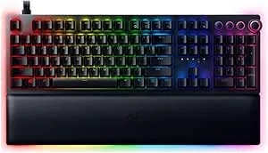 Razer Huntsman V2 Analog Gaming Keyboard: Adjustable Actuation Via Analog Optical Switches - Rapid Trigger Mode - Chroma RGB Lighting - Magnetic Wrist Rest - Dedicated Media Keys & Dial - Black