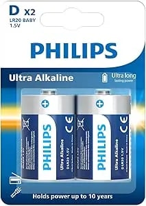 Philips D Batteries 12000mah Alkaline D Size Cell Battery Ultra Long Lasting 1.5v r20 Batteries For Household And Office Devices 10-Year Shelf Life