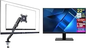 Acer Vero V227Q H 22" FHD Free Sync Monitor With 4ms Response Time, Flicker Free, Anti Glare, VESA Mount (100mm), HDMI & DKZ Hub, Black (UM.WV7AA.H01) & Ergoflexy Single Mount Arm