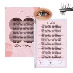 Simer Self Adhesive Lash Clusters, C Curl Natural Press On Lashes, 11-13mm Reusable Pre-Glued Cluster Lashes For Natural Volume & Effortless Beauty, Easy To Apply For Beginners