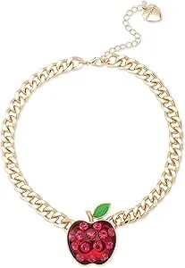 Betsey Johnson Women'S Straight A'S Apple Pendant Necklace