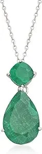 Ross-Simons 11.90 Ct. T.W. Emerald Pendant Necklace In Sterling Silver