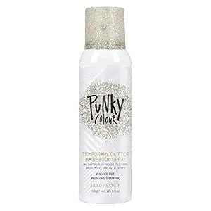 Punky Colour Temporary Hair And Body Glitter Spray, Gold/Silver – Glitters Hairspray, Adds Shimmery Glow, Hair Glitter For Kids, Women, Men, 3.5 Oz