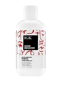 Igk Good Behavior Ultra Smooth Shampoo - Frizz Control + Hydrates + Shine - Vegan + Cruelty Free - 8 Oz - Controls Frizz + Hydrates For Smooth, Manageable Hair, Adds Shine, Color-Safe For Dry, Damaged Hair, Vegan