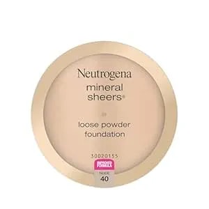 Neutrogena Mineral Sheers Lightweight Loose Powder Makeup Foundation With Vitamins A, C, & E, Sheer To Medium Buildable Coverage, Skin Tone Enhancer, Face Redness Reducer, Nude 40,.19 Oz