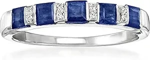 Ross-Simons 1.40 Ct. T.W. Sapphire Ring With Diamonds In Sterling Silver