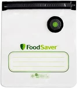 Foodsaver Reusable Quart Vacuum Zipper Bags, 10 Count, Bpa-Free, Microwave Safe, Leakproof