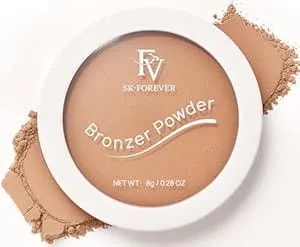 Fv Bronzer Powder, Long Lasting Talc-Free Smooth Bronzing Powder, Buildable With Natural Glow Matte Finish, Contour Cheeks, Waterproof Bronzers For Fair Light Skin Tones (Bronzer, 0.28 Oz)