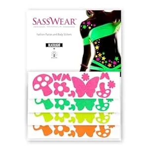 Sasswear Blacklight Body Stickers - Neon Fashion Accessories For Raves, Festivals And Glow Parties, 40/Pk (Mushroom)