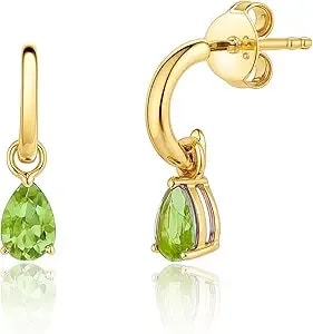 Amazon Essentials 14k Gold Plated Pear Shape Peridot Drop Earrings For Women August Birthstone Jewelry