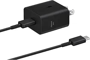 Samsung 25w Wall Charger Power Adapter With Cable, Super Fast Charging, Compact Design, Energy Efficient, Compatible With Galaxy And Usb Type C Devices, Black