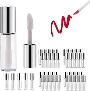 Yosoo 45pcs Reusable Lipstick Bottle, 1.2ml Empty Lip Gloss Tubes Clear Mini Handmade Containers For Lip Balm Diy Cosmetic Storage Travel Use
