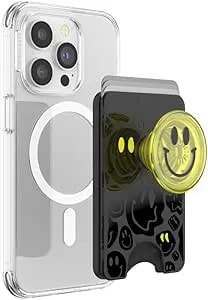 Popsockets Phone Wallet For Magsafe, Phone Card Holder With Grip, Neon Yellow - All Smiles